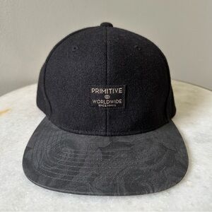 Primitive Black Grey Skate 6 Panel Wool Adjustable Snapback Hat Cap Strapback